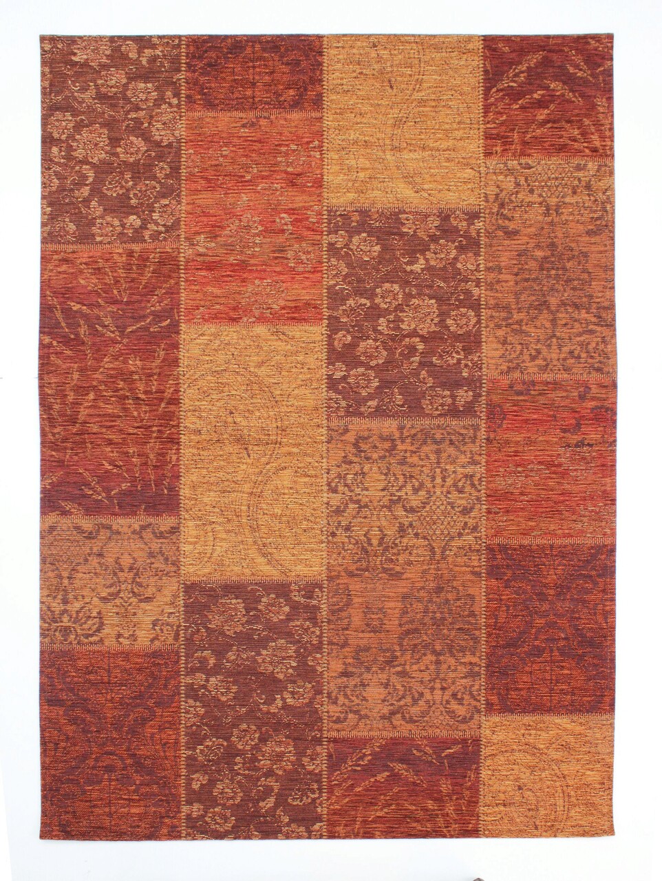 Covor Parchwork Chenille, Flair Rugs, 200x290 cm, fibre acrilice, teracota