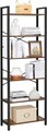 Biblioteca Alinru, Vasagle, 66 x 30 x 186 cm, PAL/otel, 6 rafturi, maro rustic