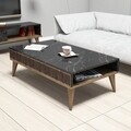 Masuta de cafea Milan Walnut, Hommy Craft, 105x60x34,6 cm, aluna/negru