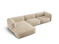 Coltar modular stanga 3 locuri, Martina-120, Micadoni Home, 332x176x75 cm, catifea, bej deschis