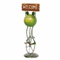 Decoratiune Frog on unicycle w banner, 12x11x36.5 cm, metal, multicolor