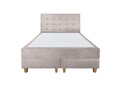 Pat matrimonial, Stockholm, Dots E, 180x200 cm, saltea tip Pocket, topper memory, Taupe