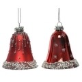 Se 2 globuri Bell, Decoris, 6.5x8 cm, sticla, rosu