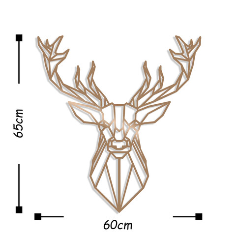 Decoratiune de perete, Deer4, Metal, Dimensiune: 60 x 65 cm, Cupru