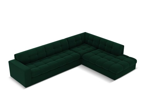 Coltar dreapta 5 locuri, Justin, Micadoni Home, BL, 236x199x72 cm, catifea, verde bottle