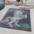 Covor copii Majestic Unicorn, Decorino, 160x230 cm, polipropilena, gri