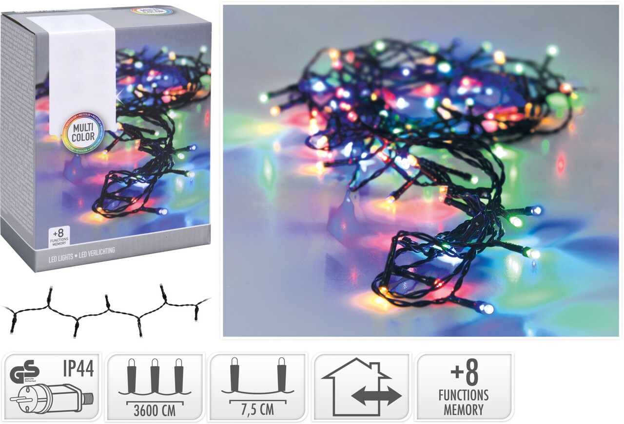 Instalatie de Craciun pentru exterior, 480 LED-uri, 3600 cm, lumina multicolora