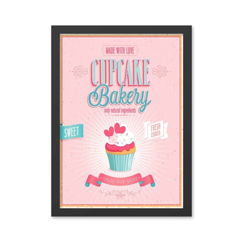Tablou decorativ, Cupcake Bakery (35 x 45), MDF , Polistiren, Multicolor
