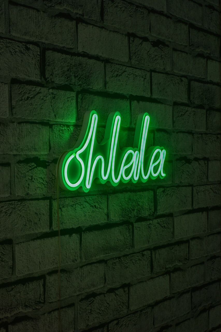 Decoratiune luminoasa LED, Oh La La, Benzi flexibile de neon, DC 12 V, Verde