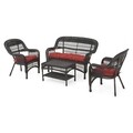 Set mobilier pentru gradina/terasa, 4 piese, Barbara, otel, maro/grena