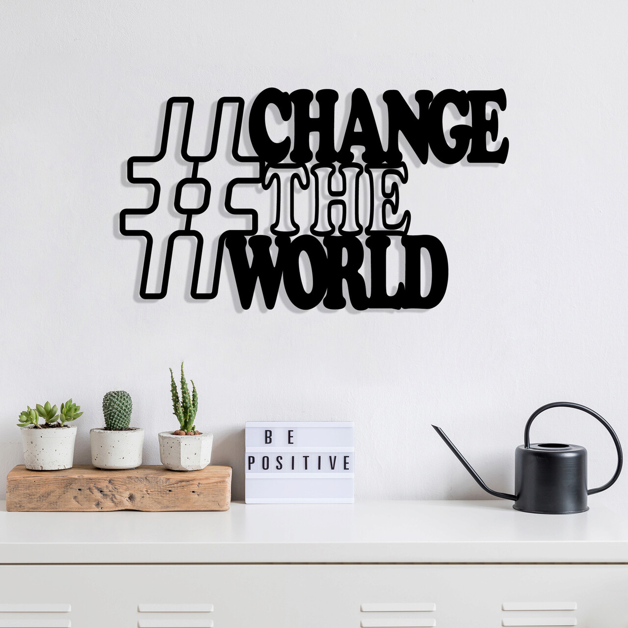 Decoratiune de perete, Change, metal, 70 x 40 cm, negru - 1 | YEO