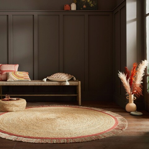 Covor Kahana Terracotta, Flair Rugs, D180 cm, iuta/poliester, teracota