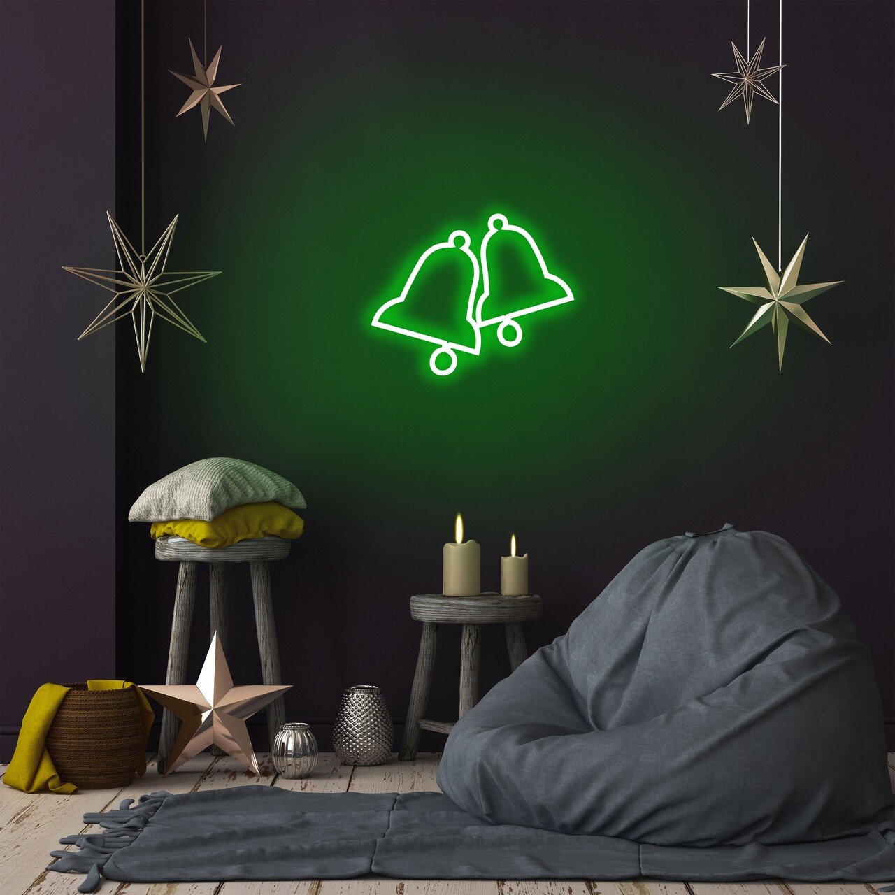 Lampa de perete Bells, Neon Graph, 30x24x2 cm, verde