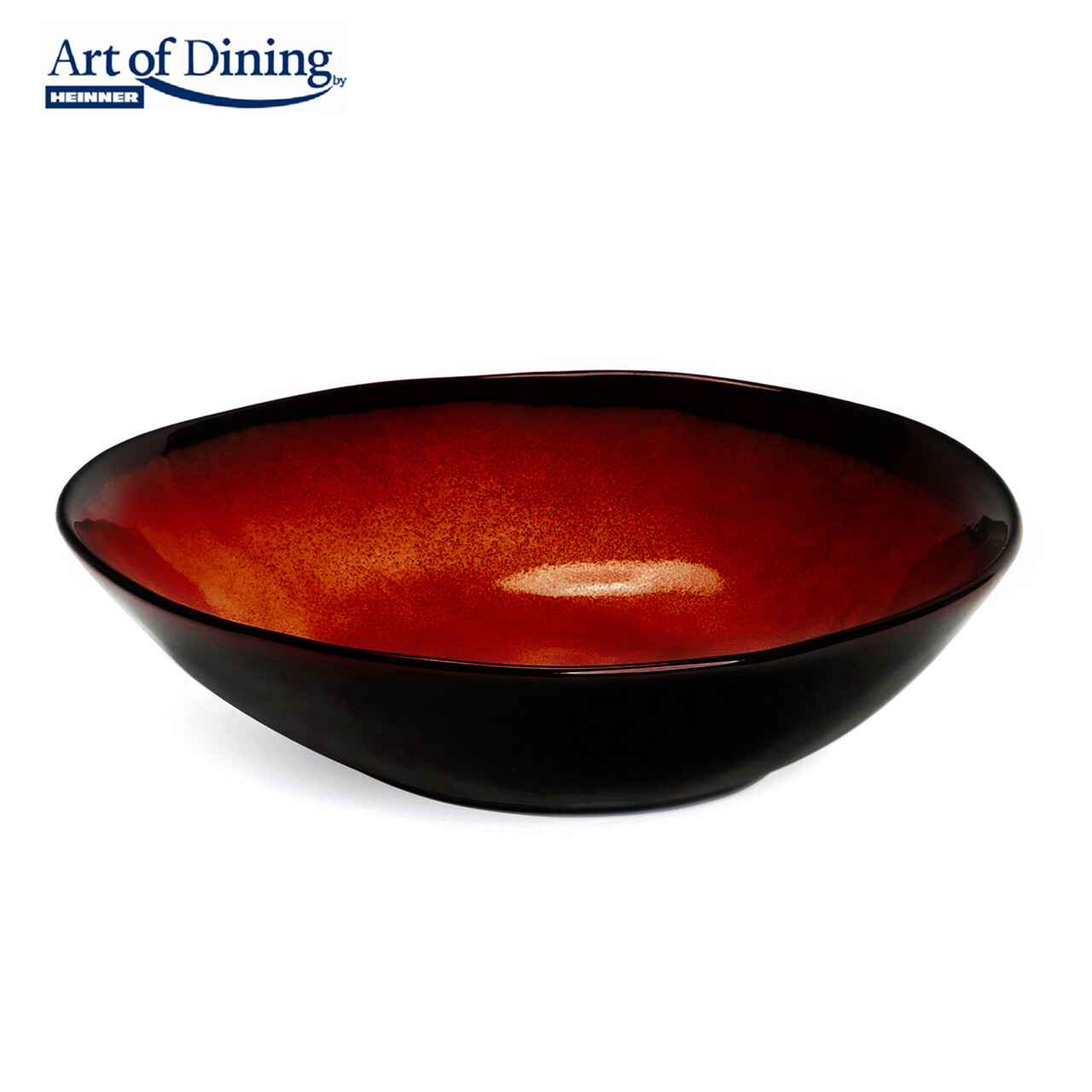 Set 6 boluri ovale Vulcano, Art of Dining by Heinner, 20.6 cm, ceramica, rosu/negru