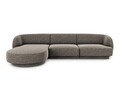 Coltar stanga 4 locuri, Miley, Micadoni Home, BL, 259x155x74 cm, poliester chenille, gri