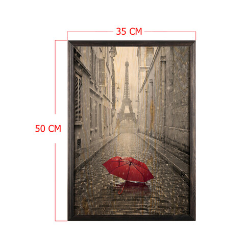 Tablou decorativ, Red Umbrella 2, Lemn, Lemn, Multicolor