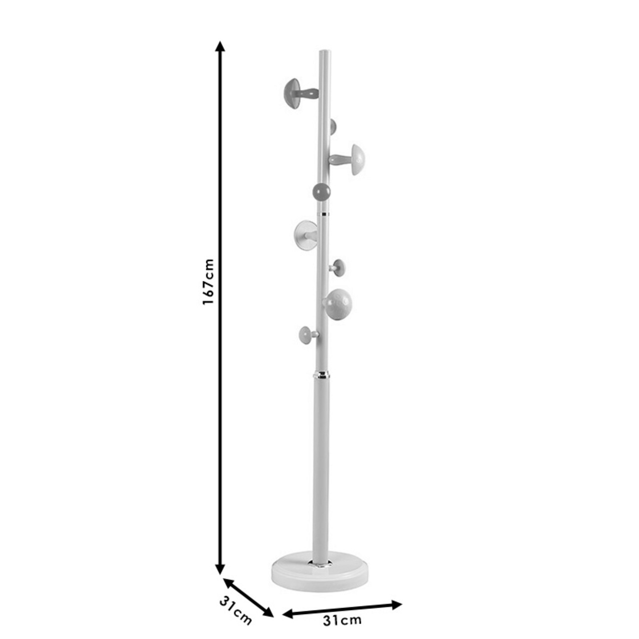 Cuier Violetta, Pakoworld, 31x31x167 cm, metal/polipropilena, albastru deschis/alb