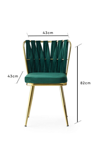 Set scaune 2 piese, Nmobb , Kuşaklı, Metal, Aur/Verde