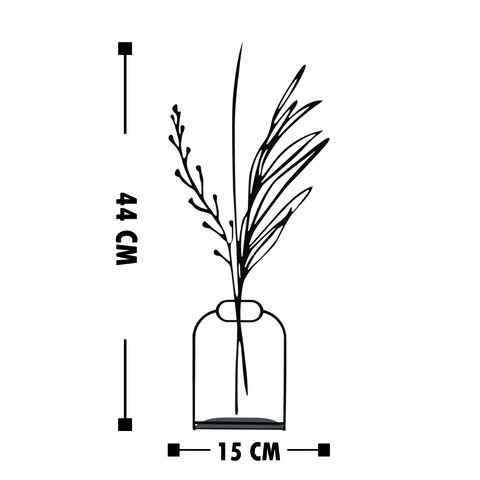 Decoratiune, Flowerpot, 15x44 cm, Metal, Negru