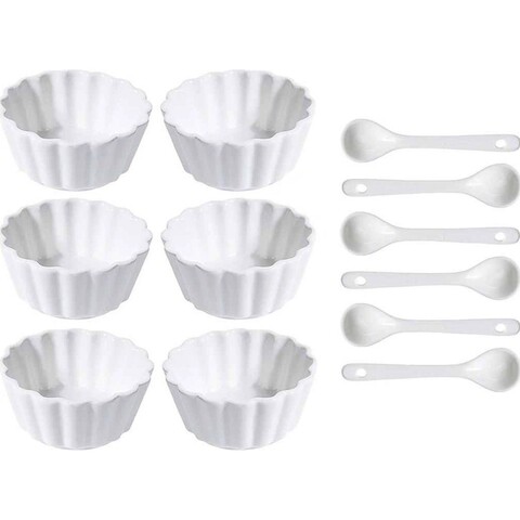 Set servire aperitive 12 piese Round v1, 4x9 cm, portelan, alb