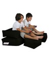 Set fotoliu dublu si 2 taburete pentru copii, Bean Bag, Ferndale, 100x50x40 cm, poliester impermeabil, negru