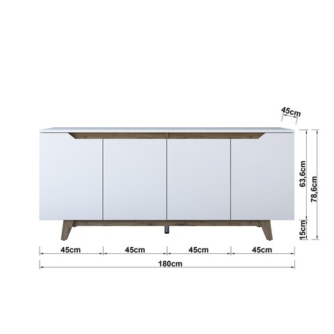 Bufet inferior GD102, Rani, 180x45x78.6 cm, alb/natural