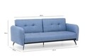 Canapea extensibila Ron Sofabed, Futon, 3 locuri, 190x125 cm, metal, albastru grizzled