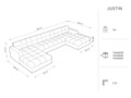 Canapea panoramica 5 locuri, Justin, Micadoni Home, BL, 294x160x72 cm, poliester, bej deschis