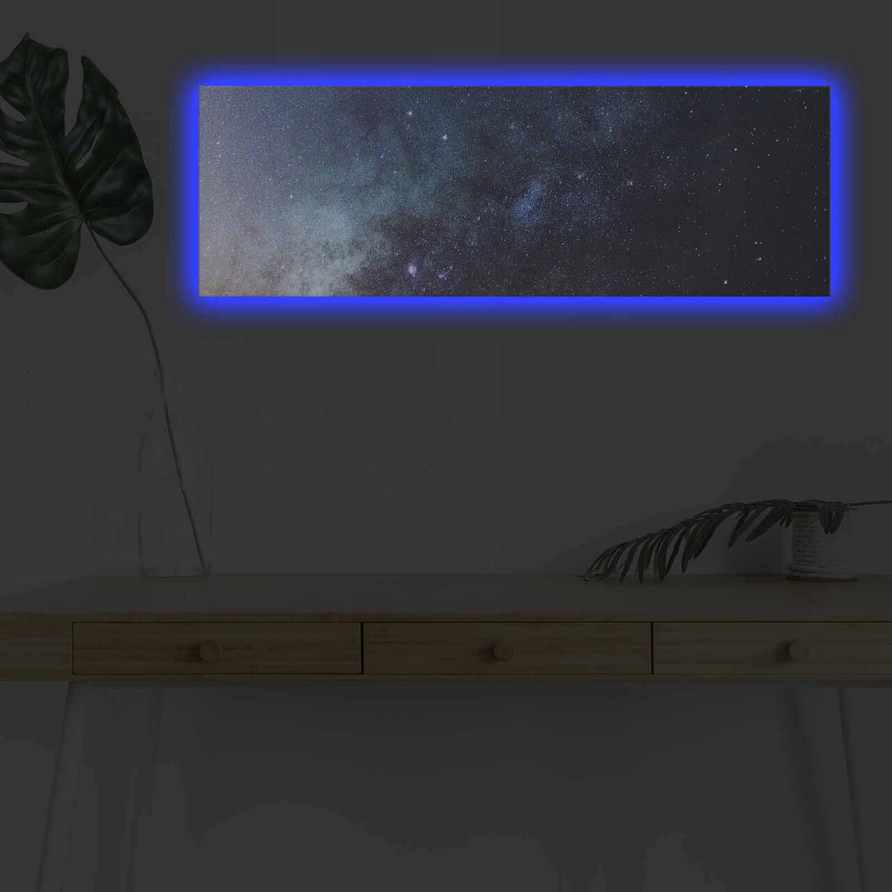 Tablou decorativ cu lumina LED, 3090NASA-012, Canvas, 30 x 90 cm, Multicolor - 1 | YEO