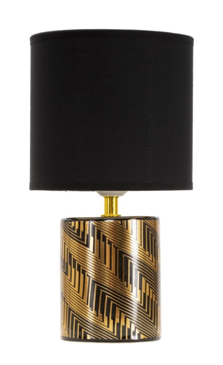 Lampa de masa Glam Dark, Mauro Ferretti, 1 x E27, 40W, Ø 15x28 cm, ceramica, negru/auriu