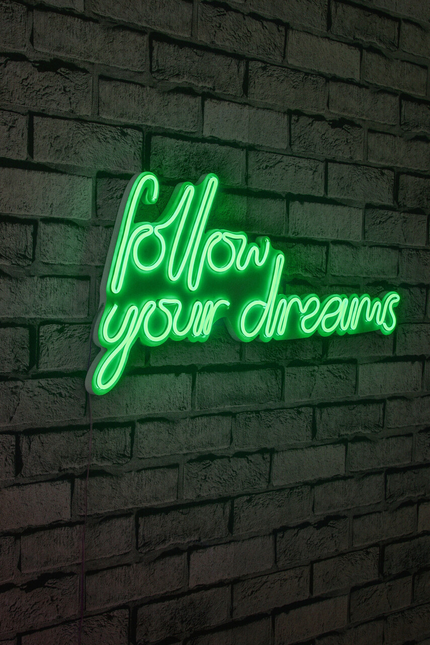 Decoratiune luminoasa LED, Follow Your Dreams, Benzi flexibile de neon, DC 12 V, Verde