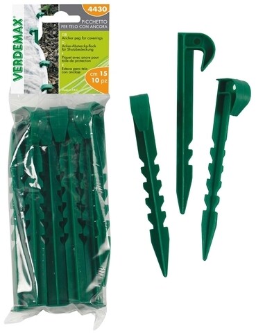 Set 10 carlige cu fixare in pamant, Verdemax,plastic, verde