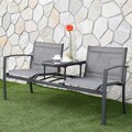 Set mobilier pentru gradina/terasa, Argos, canapea + masuta,  L.145.5 l.61.5 H.74.5 cm, otel, gri