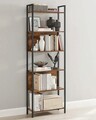 Biblioteca Vasagle, 60x24x186 cm, PAL/otel, maro rustic