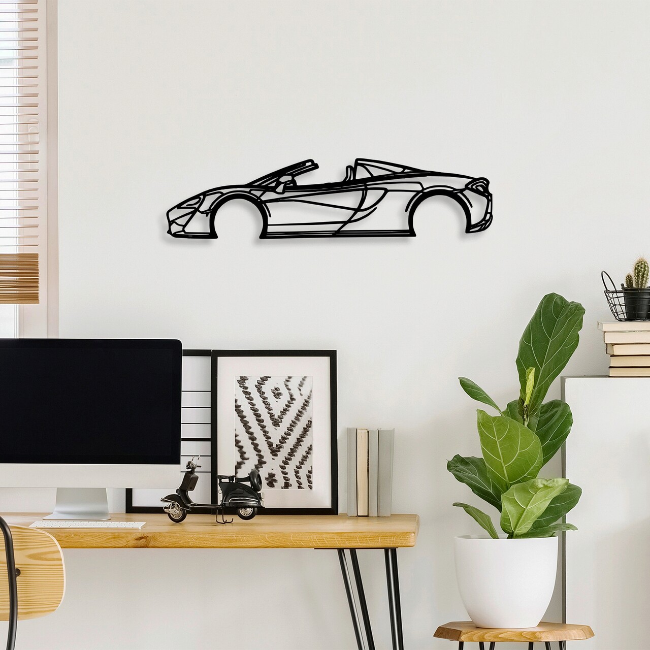 Decoratiune de perete, McLaren 570S Silhouette, Metal, 70 x 17 cm, Negru - 1 | YEO