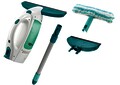 Set pentru curatat geamuri 4 piese, Leifheit, Dry&Clean, click system, alb/verde