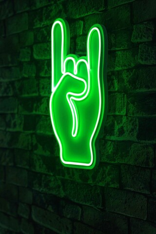 Decoratiune luminoasa LED, Rock N Roll Sign,  Benzi flexibile de neon, DC 12 V, Verde