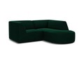 Coltar dreapta 3 locuri, Ruby, Micadoni Home, BL, forma rotunjita, 186x180x69 cm, catifea, verde bottle