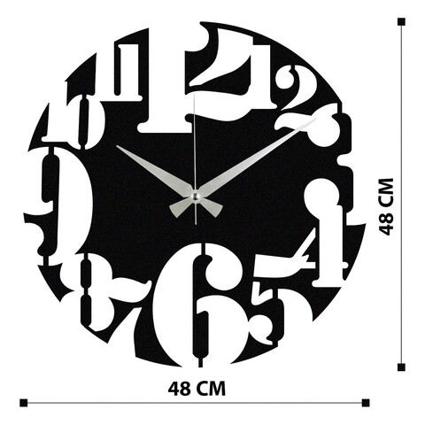 Ceas de perete, Enzoclock, Metal, 70 x 42 cm, Negru