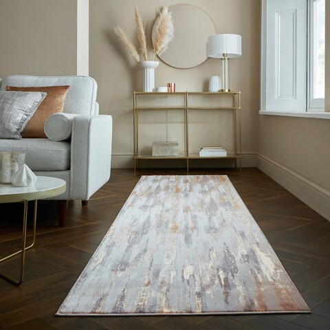 Covor Gleam Gold, Flair Rugs, 80x300 cm, polipropilena/poliester, auriu