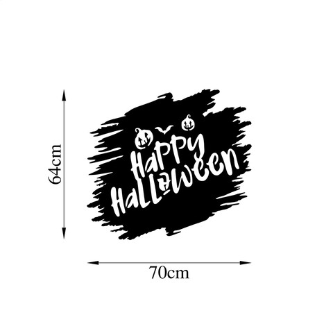 Decoratiune de perete, Happy Halloween, Metal, Dimensiune: 70 x 64 cm, Negru