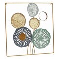 Decoratiune de perete Flowers Mural, Gift Decor, 45 x 45 cm, metal/sticla