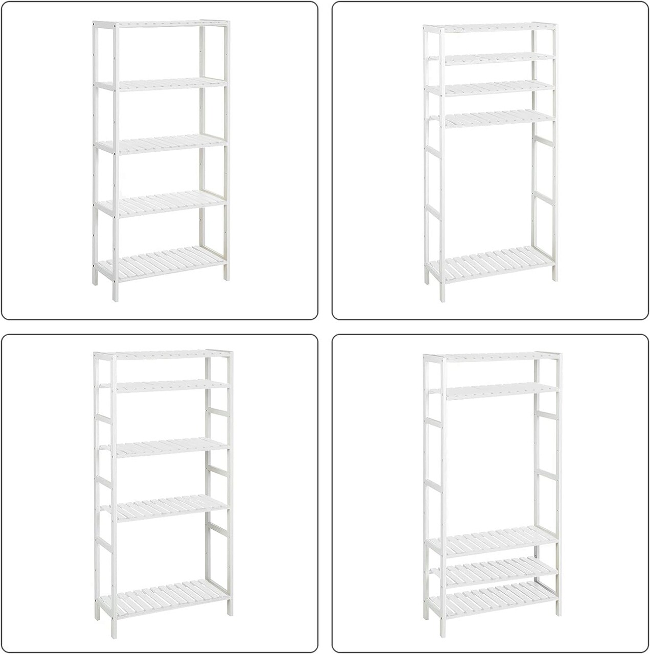 Raft de depozitare multifunctional Vasagle, 60x26x130 cm, bambus, alb