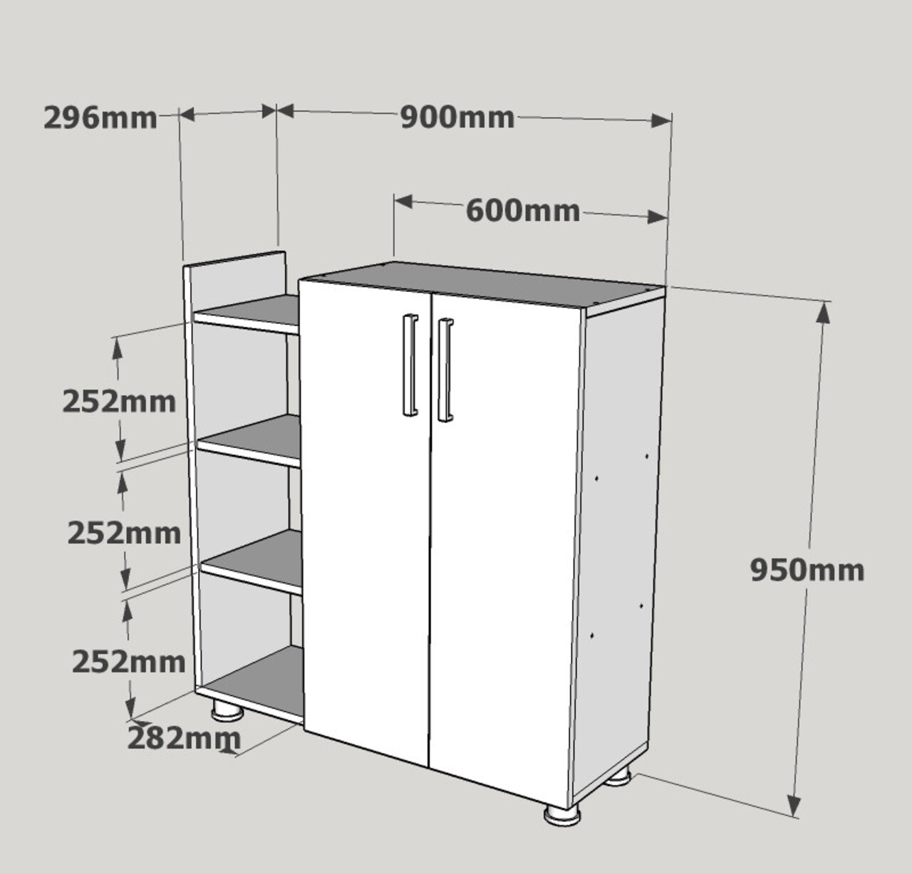 Pantofar Asus, Mobert, 90x30x90 cm, alb - 3 | YEO