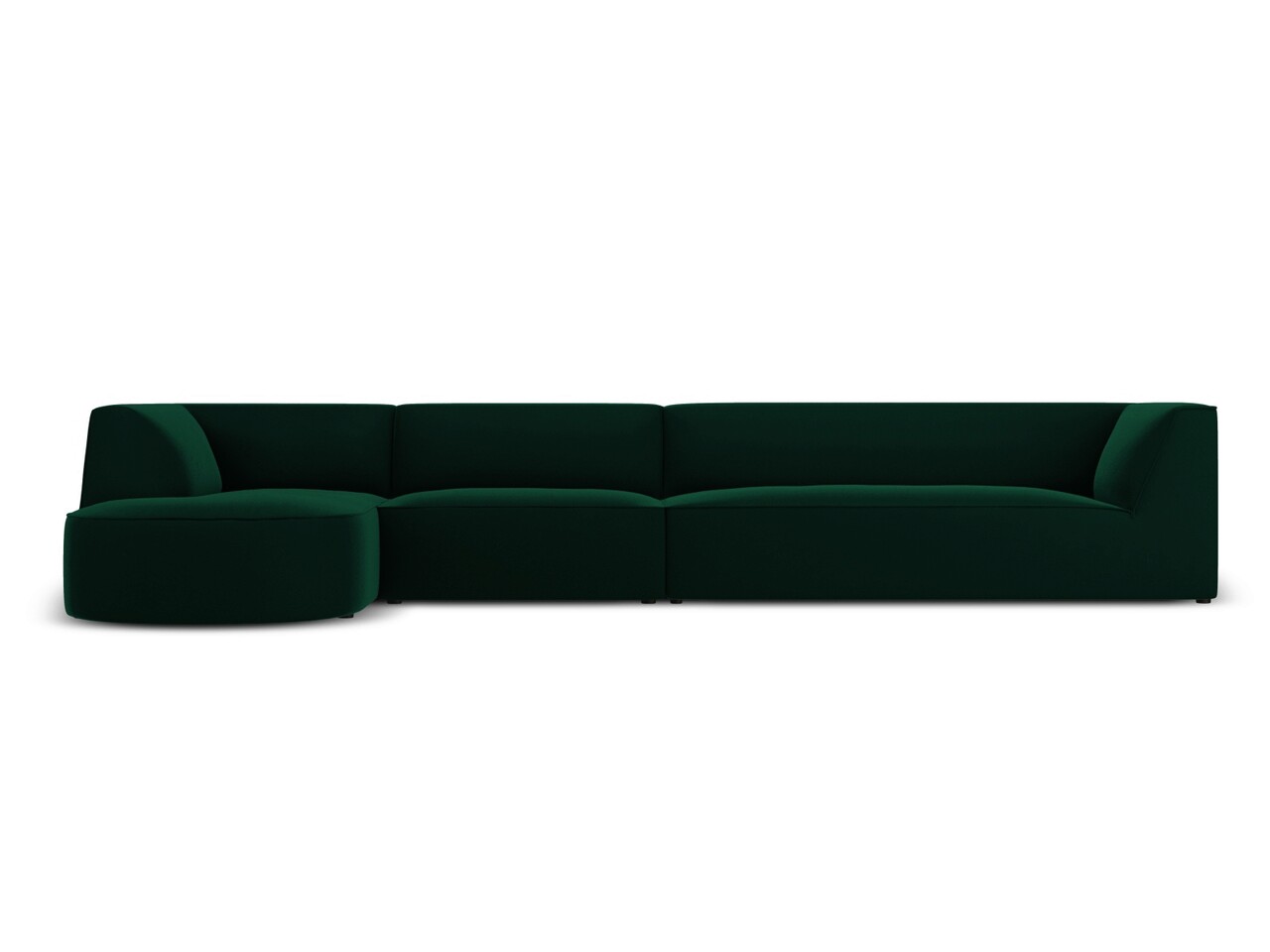 Coltar stanga 6 locuri, Ruby, Micadoni Home, BL, forma rotunjita, 366x180x69 cm, catifea, verde bottle - 1 | YEO