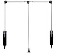 Bara pivotanta pentru haine Rod, Wenko, 87-130x9.5x86.5 cm, metal/polipropilena, argintiu mat/negru