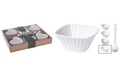 Set servire aperitive 12 piese Square, 4x9 cm, portelan, alb