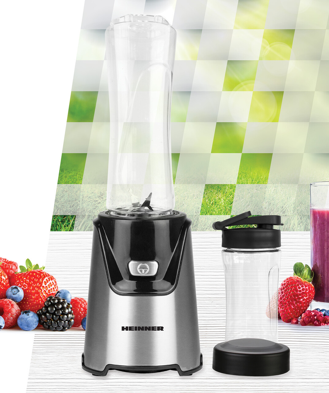 Blender Wellgo Mix, Heinner, 400W, inox, negru/argintiu