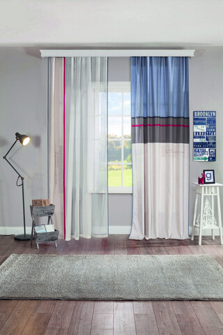 Perdea, Trio Curtain (160x260 Cm), Çilek, Poliester