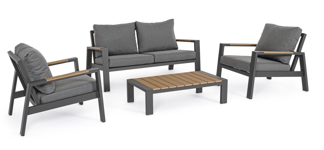 Set mobilier pentru gradina / terasa 4 piese, Einar, Bizzotto, carbune